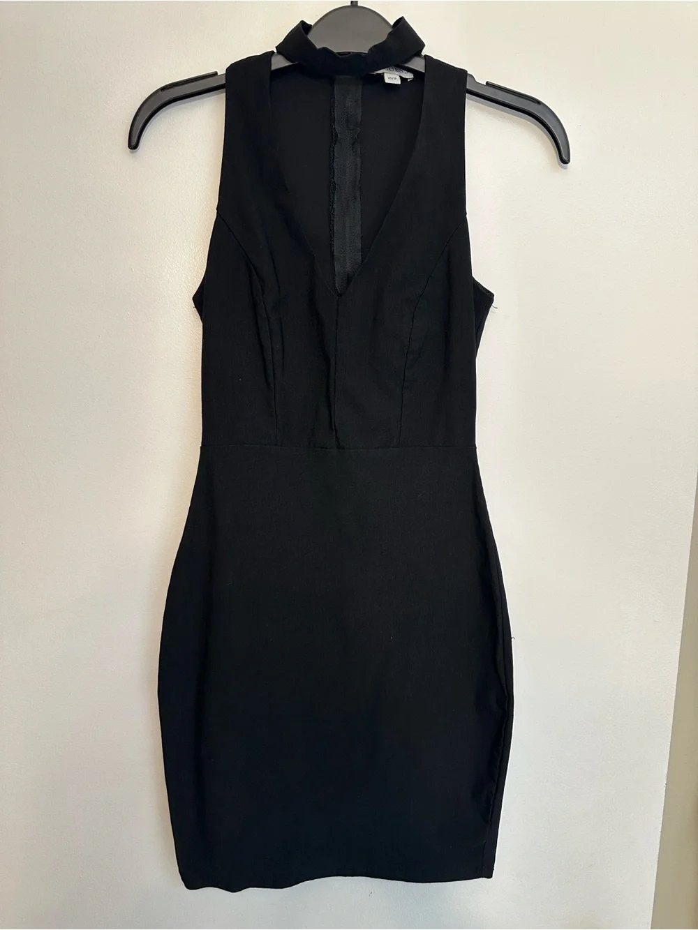 Guess Little Black V-Neck Mini Dress with Choker